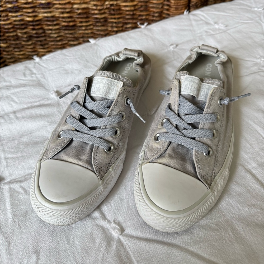 Converse Chuck Taylor All Stars Shoreline, Light Gray Slip-On Sneakers (Size 39)
